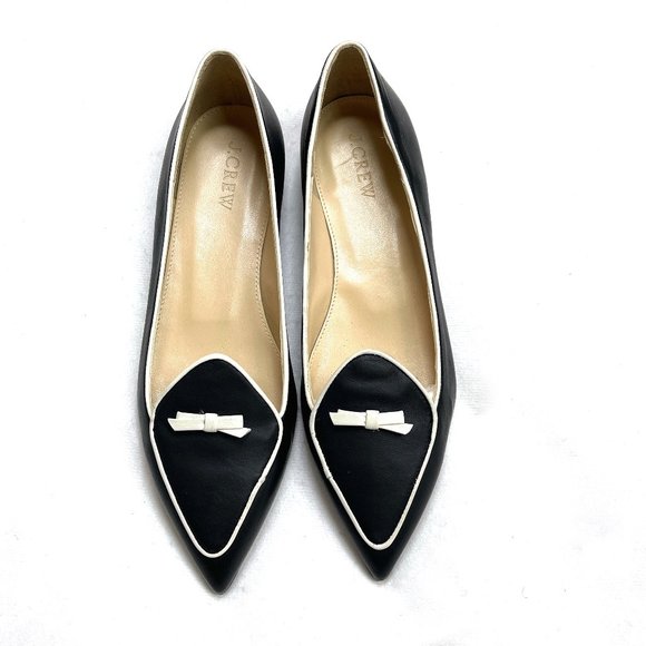 NWT J.Crew Black and White Loafers with Bow Detail - Picture 6 of 10